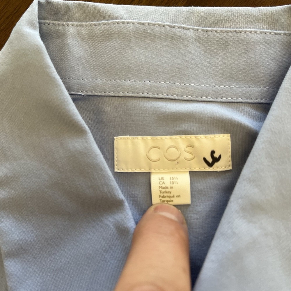 COS Relaxed Fit Blue Cotton Button-Up Long Sleeve Shirt Men's Size M Classic - Picture 6 of 13